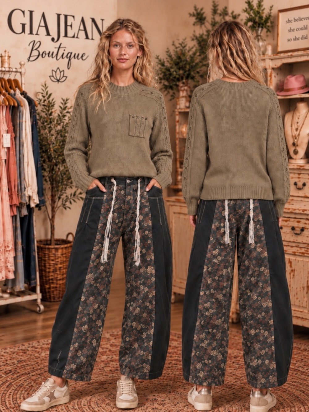 🎉 POL “ DENVER 2 “ POL WOVEN PANTS WITH CONTRAST PANELING
